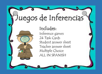 Preview of Inferencias Juegos Tarjetas Spanish Inference Task Cards