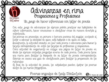 Preview of Inferencias con Adivinanzas y Poemas - Taller de poesía - Spanish Inferences 2-5