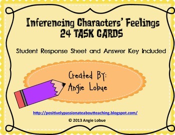 Preview of Inferencing Characters' Feelings: 24 Task Cards