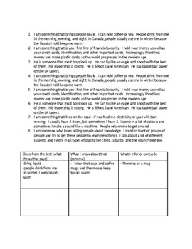 Preview of Inferencing/Inferring (Grades 6,7,8) Worksheet