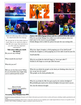 Preview of Inferencing, Main Idea, Multiple Meanings with video clip- Despicable Me 2