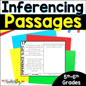 Preview of 5th 6th Grade Inference Exit Ticket Short Inference Passages Questions Worksheet
