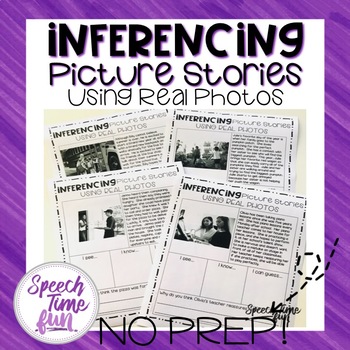 Preview of Inferencing Picture Stories Worksheets Using Real Photos (no prep)