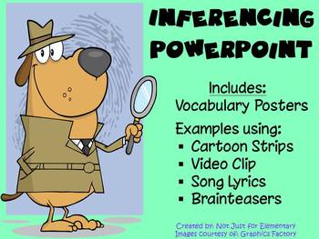 Preview of Inferencing Powerpoint: Video, Comics, Songs, & Vocabulary Posters