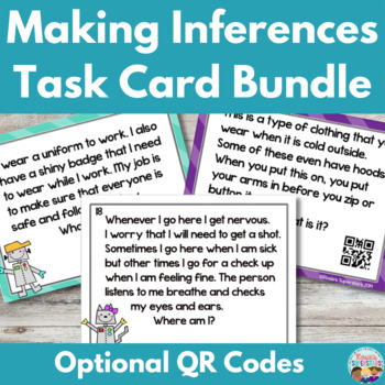 Preview of Making Inferences Task Card Bundle with Optional QR Codes