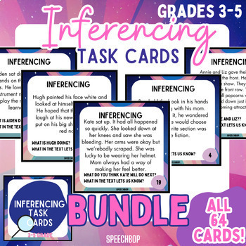 Preview of Inferencing Task Cards - 3-5 Grade {cc aligned} COMPLETE BUNDLE - ALL 64 CARDS