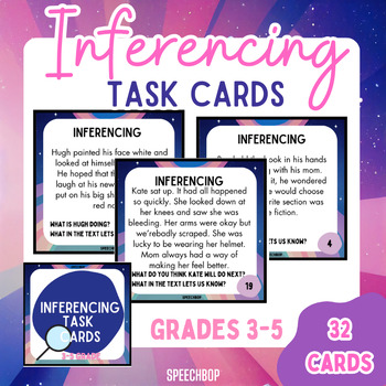 Preview of Inferencing Task Cards - 3-5 Grade {FIRST EDITION} cards 1-32