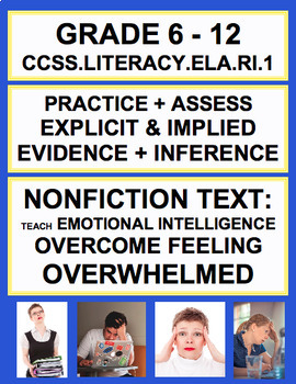 Preview of Inferencing + Text Evidence with SEL Nonfiction Article: Feeling Overwhelmed