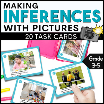 Preview of Inferencing With Pictures Task Cards Activities for 3rd 4th 5th Grade