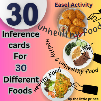 Preview of Healthy unhealthy food sort 30 inference cards for elementary Students