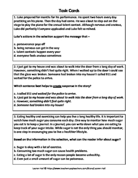 Inferencing and Drawing Conclusions Worksheet and Task Cards STAAR