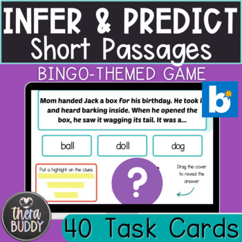 Preview of Inferencing and Predicting in Short Passages Bingo Game BOOM Cards Digital