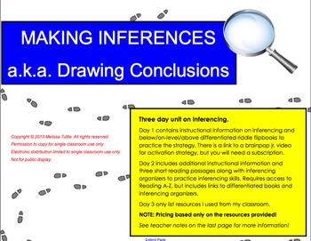 Preview of Inferencing/Making Inferences SMARTBoard Lesson; graphic organizers & printables