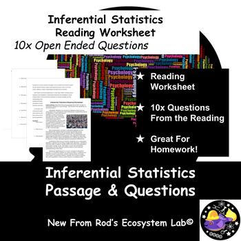 Preview of Inferential Statistics Reading Worksheet **Editable**