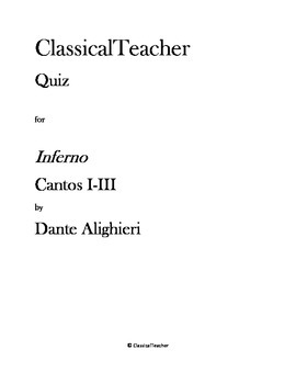 Preview of Inferno Cantos I-III