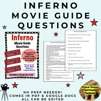 Preview of Inferno Movie Guide Questions (Dan Brown Book, Da Vinci Code Series)