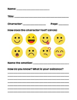 Preview of Inferring Emotions Worksheet