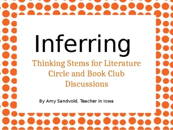 Preview of Inferring Thinking Stems for Literature Circles and Book Clubs