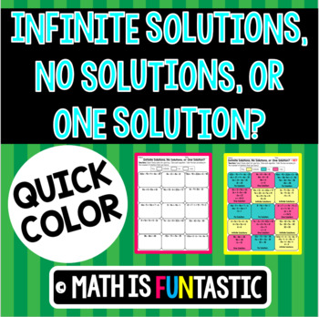 Preview of Infinite, No, and One Solution Quick Color