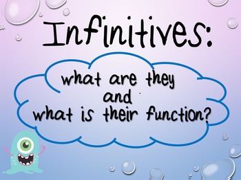 Preview of Infinitives and Their Functions PowerPoint - Common Core aligned