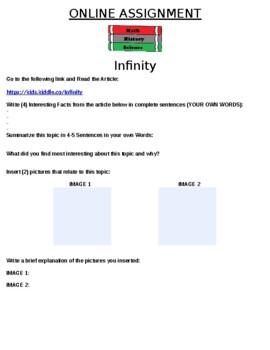 Preview of Infinity (Math) Online Assignment