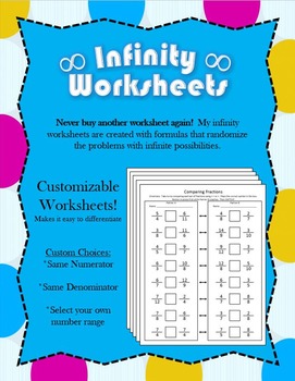 Preview of Infinity Worksheet: Comparing Fractions
