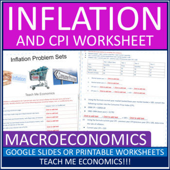 Preview of Inflation Consumer Price Index CPI Economic Worksheet or Google Slides Economics