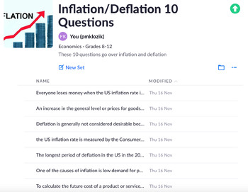 Preview of Inflation/Deflation 10 Questions Plickers/Exit Ticket