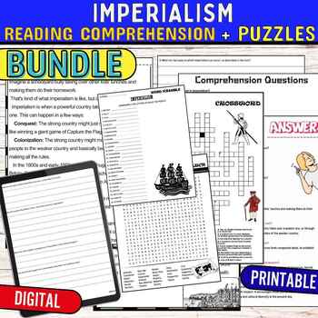 Preview of Imperialism Reading Comprehension Puzzles,Digital & Print BUNDLE
