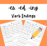 Inflected Verb Endings -es, -ed, -ing Worksheets