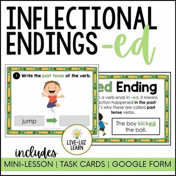 Preview of Inflectional Ending -ED - Mini-Lesson with Printable and Digital Task Cards