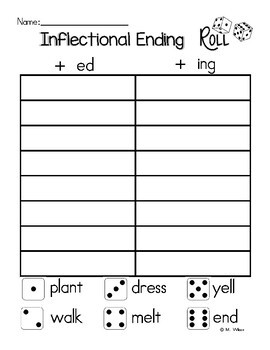 Inflectional Endings Worksheets ed ing by Melicety | TpT