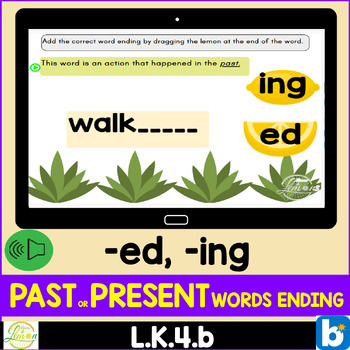 Preview of Inflectional Endings Adding ing and ed BOOM™ CARDS
