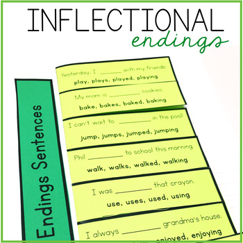 Preview of Inflectional Endings Interactive Notebook | Inflectional Endings ed, ing, s