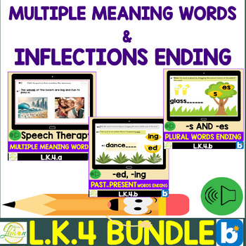 Preview of Inflectional Endings | Multiple Meaning Words Speech Therapy BOOM™ CARDS Bundle