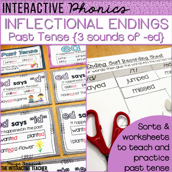 inflectional endings past tense 3 sounds of ed worksheets sorts