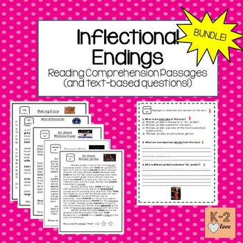 Preview of Inflectional Endings Reading Comprehension BUNDLE!