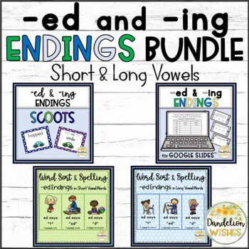 Preview of Inflectional Endings ed and ing Endings Short and Long Vowel BUNDLE
