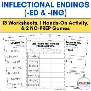 Preview of Inflectional Endings (-ed and -ing) - Worksheets, Games, and Hands-On Activity