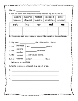 Preview of Inflectional Endings "er, est, ing, ed, es" - Journeys Unit 6, Week 28