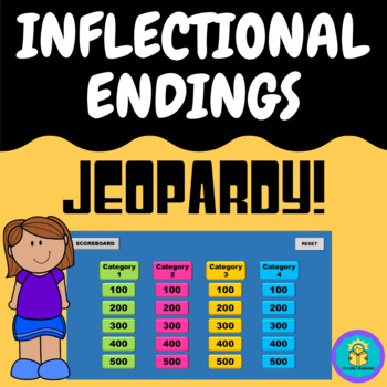 Preview of Inflectional Endings s es ed and ing Jeopardy Game