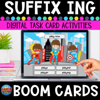 Preview of Inflectional Endings with Suffix -ing Boom Cards  | Literacy Digital Games