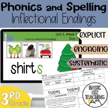 Preview of Inflectional endings digital and print phonics and spelling lessons