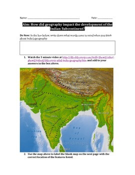 Preview of Impact of Geography on India and South Asia Worksheet