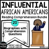 Influential African Americans Reading Comprehension Bundle Black History Month