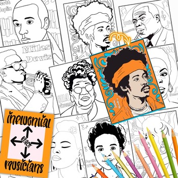 Preview of Influential Black Musicians Coloring Sheets Black History Month- Music Composers