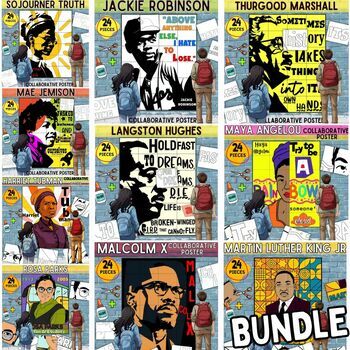 Preview of Influential Figures in Black History Collaborative Poster Mural Project BUNDLE