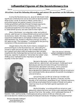 Preview of Influential Figures of the Revolutionary Era: Text, Images, and Assessment