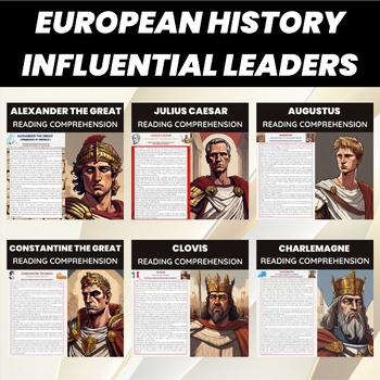 Preview of Influential Leaders in European History Reading Comprehension Bundle | Politics