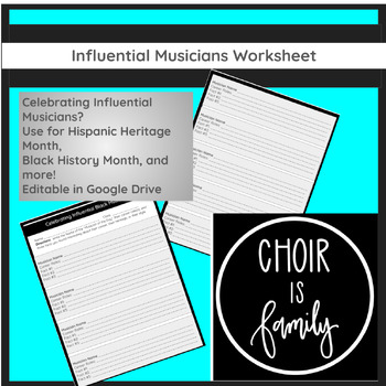 Preview of Influential Musicians Worksheet